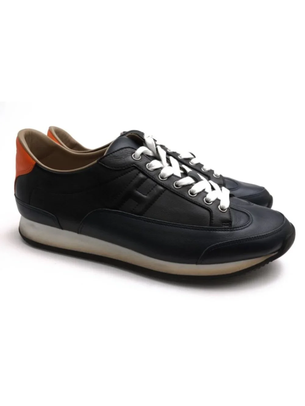 Hermes Sneakers Low Cut Leather Black Goal Low Trainers Logo